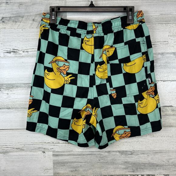 NEFF Mens Shorts Large Rubber Duck Sunglasses Checker Swim Trunks Board Shorts - Picture 5 of 11